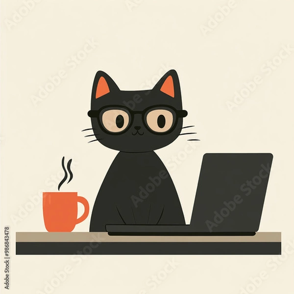 Fototapeta a working cat (in the office)