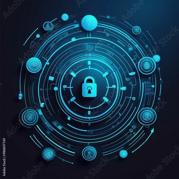 Obraz cyber security concept with abstract technology background
laptop and network