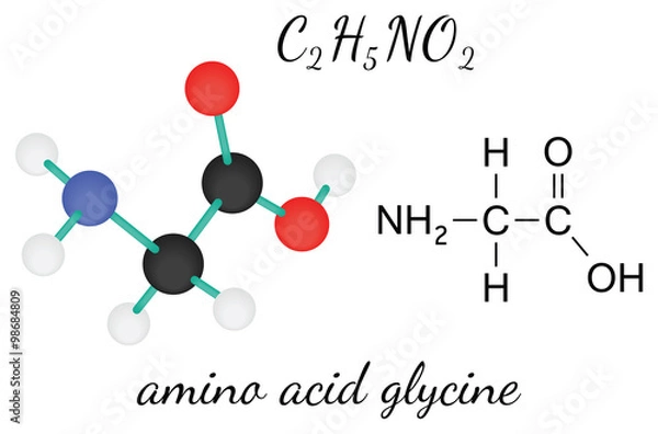 Fototapeta C2H5NO2 glycine amino acid molecule