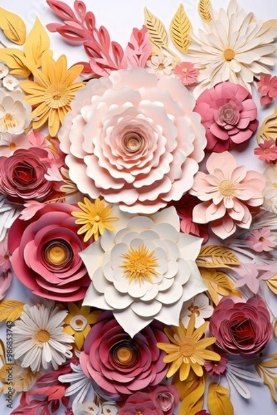 Fototapeta Assorted flowers made from paper