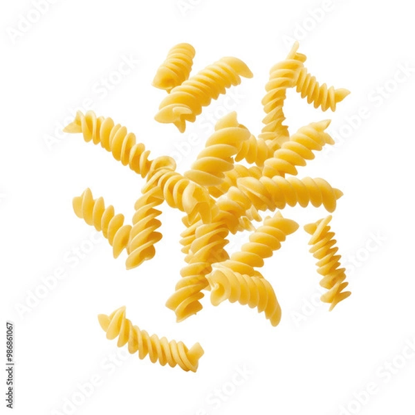 Obraz Fusilli falling on transparent background.