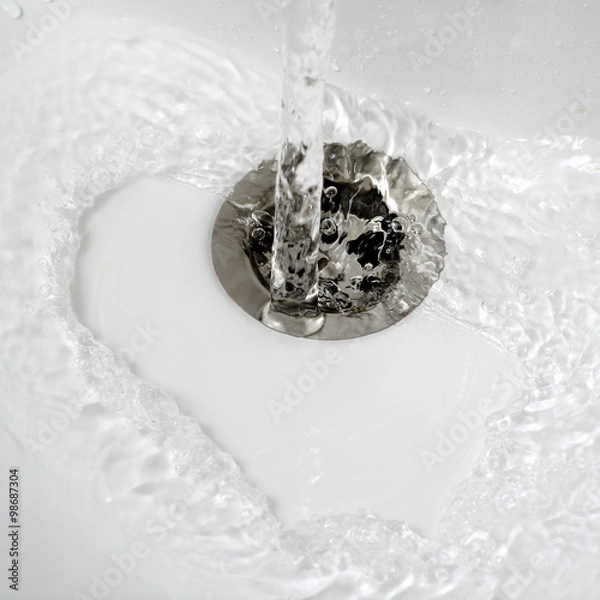 Obraz water flow into drain in bath