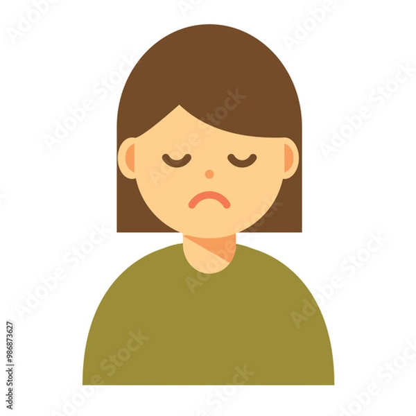 Fototapeta 目を瞑る女性のイラスト