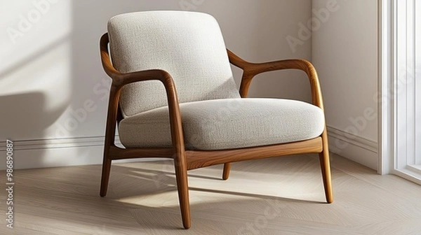 Obraz Mahogany wood chair in a sunlit corner