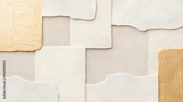 Fototapeta Sophisticated Minimal Luxury Abstract Shapes in Soft Gold and Ivory