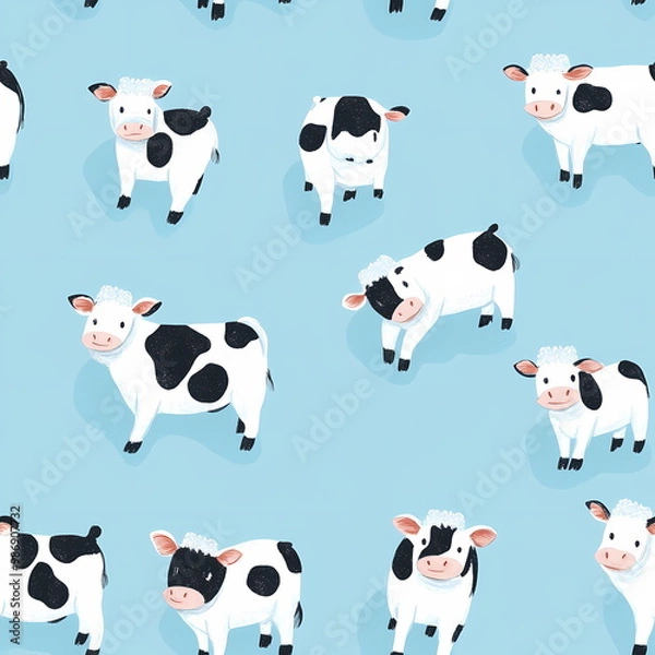 Obraz Chubby Fluffy Cartoon Characters Vector Illustration Seamless