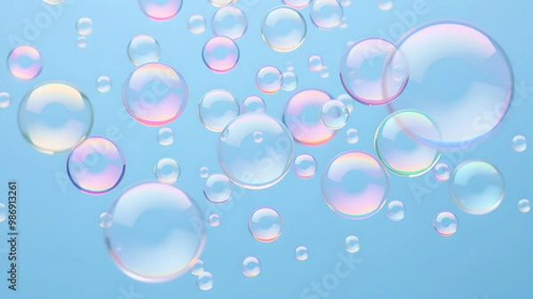 Fototapeta soap bubbles on a colored background