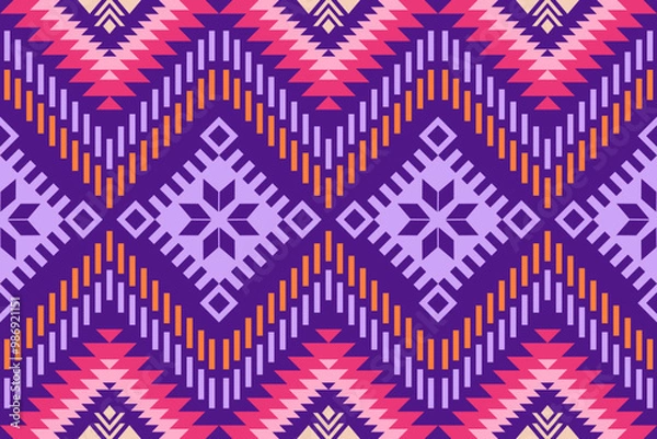 Fototapeta Native American pattern, Navajo design. Native American ornament. Abstract geometric background traditional ethic for decoration, clothing, fabric, textile, fashion.