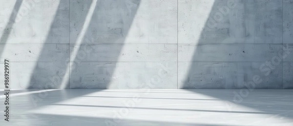Fototapeta Modern architectural showcase featuring an empty concrete wall and floor, designed for car presentations, highlighting sleek lines and minimalist aesthetics.