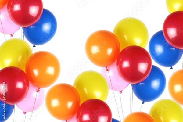 Obraz Colorful party balloons on white background
