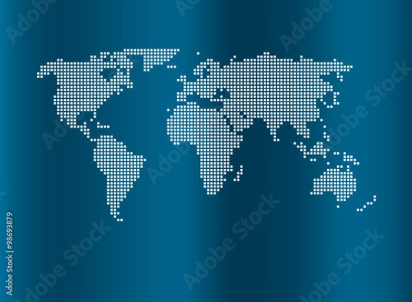 Fototapeta World Map Wave Pattern Blue