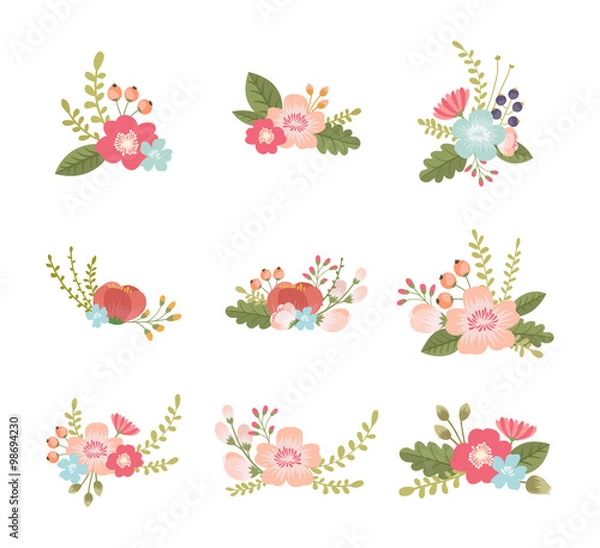 Obraz set of lovely flower design elements