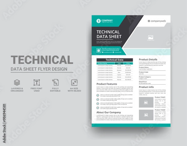 Obraz Technical Data Sheet Template Design