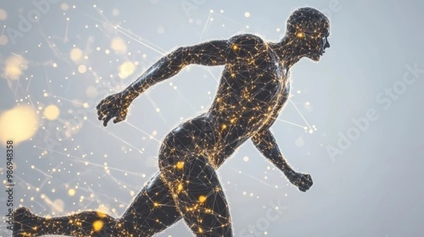 Obraz Scientific Visualization Neural Connections affecting athlete muscles sport body Development concept