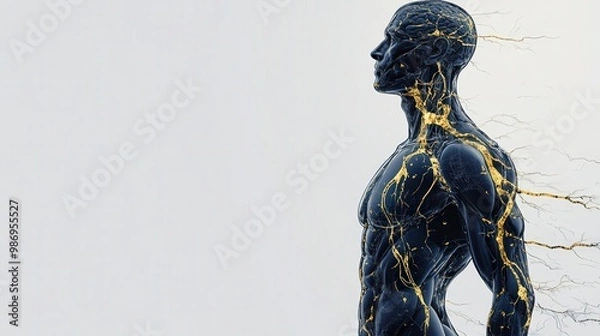 Fototapeta Kinetic energy display of athlete motion showcasing dynamic movement on blank slate copy space background