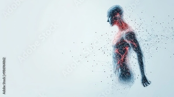 Fototapeta Scientific Visualization Neural Connections affecting athlete muscles sport and body Development concept