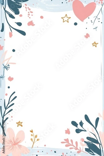 Fototapeta Diary frame with pastel tones and minimalist patterns.