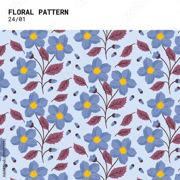 Fototapeta floral pattern natural flower and leaf, modern pattern print decoration