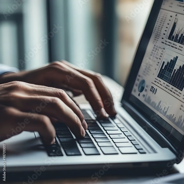 Fototapeta typing on laptop