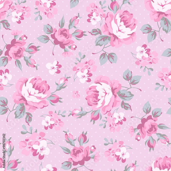 Fototapeta Floral pattern with pink roses