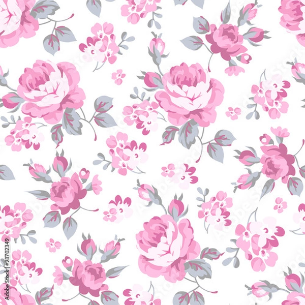 Fototapeta Floral pattern with pink roses
