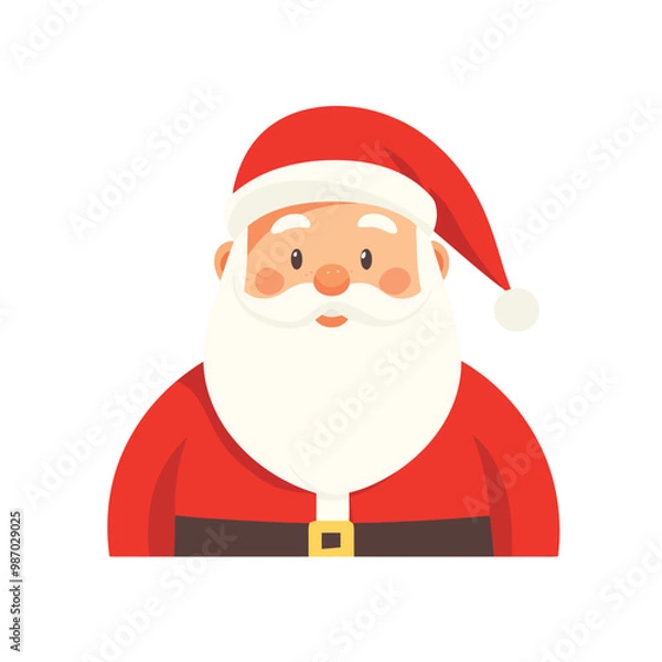 Fototapeta Vector portrait of Santa Claus with a jolly expression, isolated on a solid white background