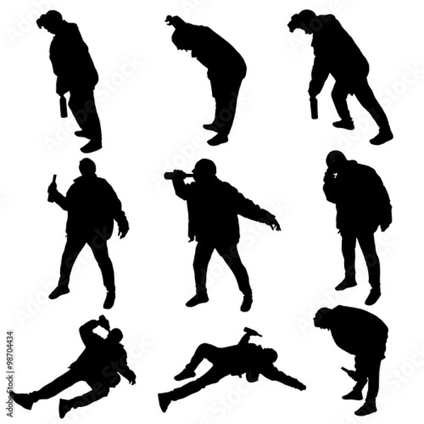 Fototapeta drunk man vector silhouette