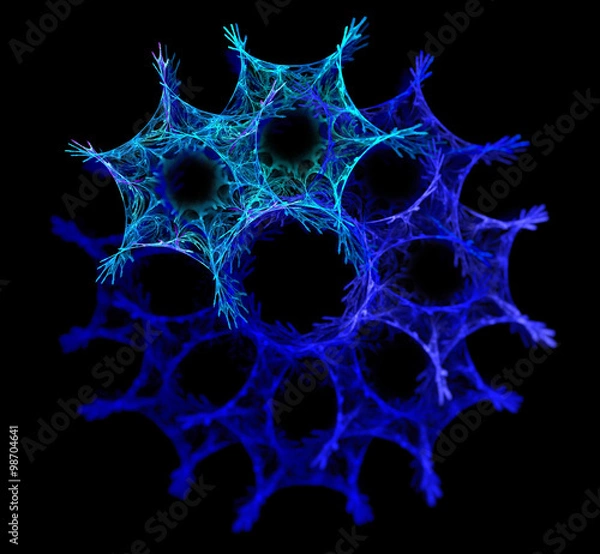 Obraz Abstract black background with blue, turquoise snowflake texture