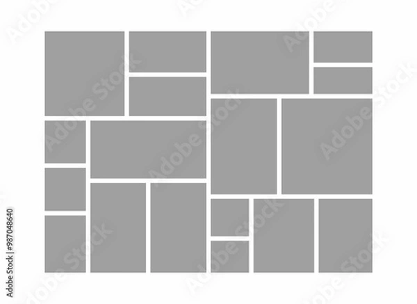 Fototapeta Pictures or photos frame collage. comics page grid layout abstract photo frames and digital photo wall template