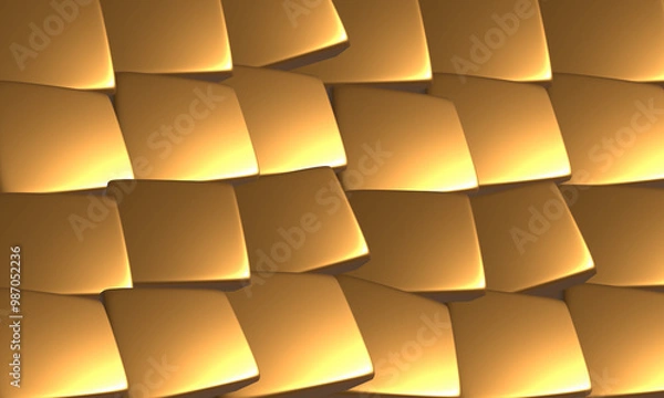 Obraz line up gold tiles bars background, 3D illustration