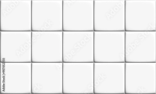 Fototapeta metallic white tiles background, 3D illustration