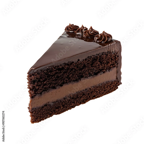 Obraz chocolate cake isolated on white background