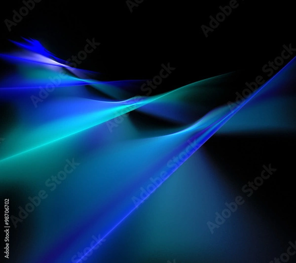 Obraz Abstract black background with blue and turquoise steps and path