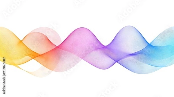 Fototapeta Mediation made of colorful sound waves isolated on white logo, Generative AI