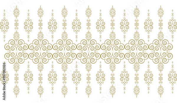 Fototapeta Ethnic art vector design, vintage, geometric, fashion textile pattern and Asian wallpaper background, Hmong ethnic fabric pattern.