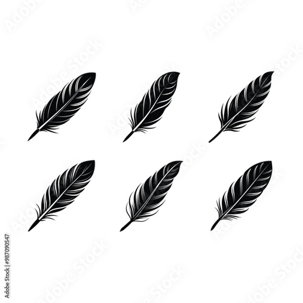 Fototapeta Feather vector and line art design created using generative AI for modern prints.