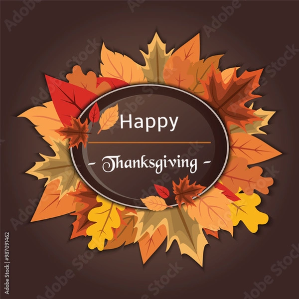 Fototapeta abstract illustration of autumn leaves at a simple thanksgiving commemoration