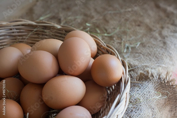 Obraz Still Life- Multiple eggs in the basket bubble.
