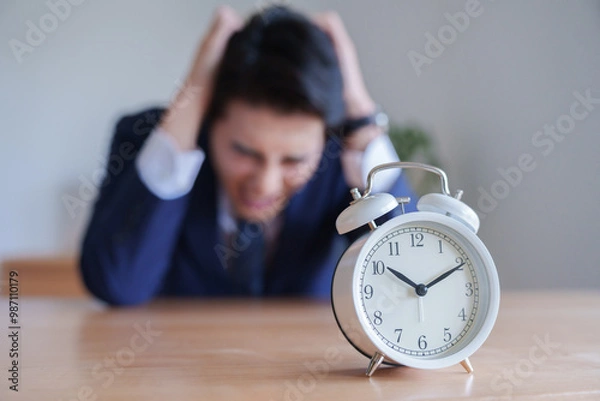 Fototapeta 時間に追われる忙しいビジネスマン