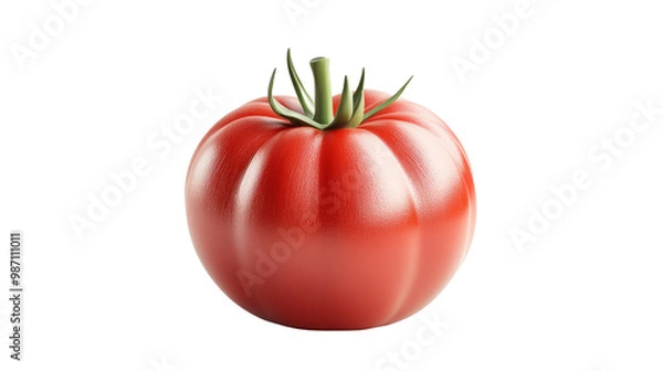 Fototapeta A tomato is shown in a close up on a white background. isolated on transparent background, PNG file