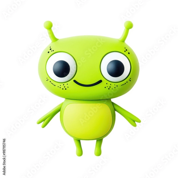 Obraz Cute Alien character top view isolate on transparent background