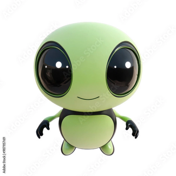 Obraz Cute Alien character top view isolate on transparent background