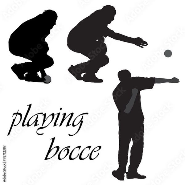 Fototapeta Silhouettes of men playing bocce