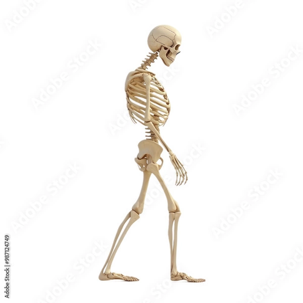 Obraz Skeleton character 3D generate side view isolate on transparent background