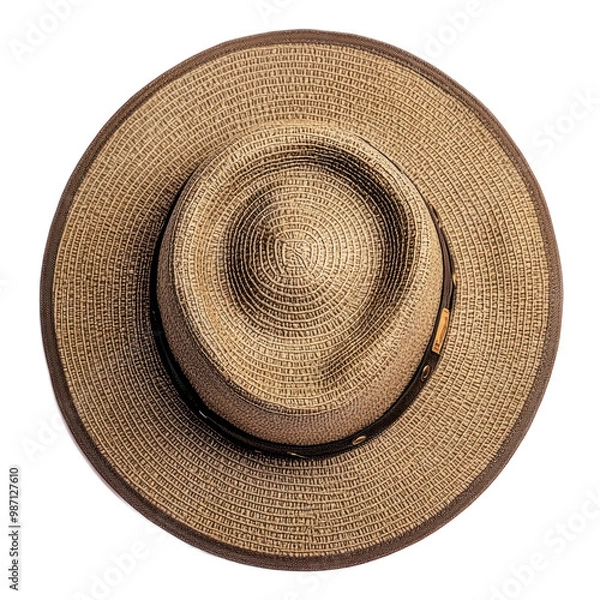 Obraz Safari hat top view isolate on transparent background