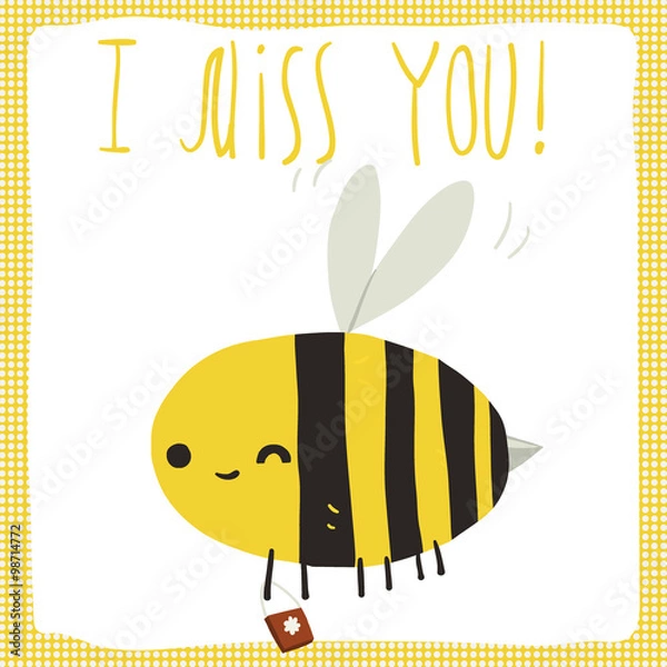 Obraz I miss you bee postcard.