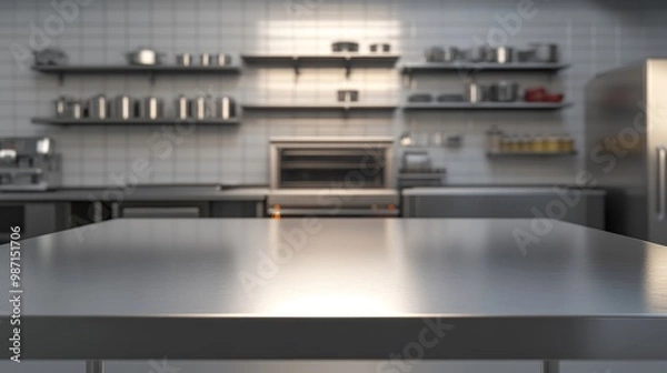 Obraz Stainless Steel Countertop in a Modern Kitchen
