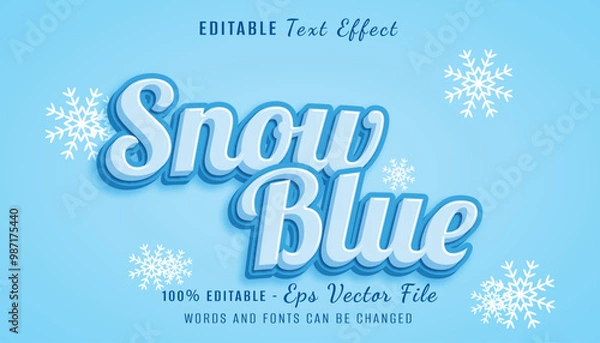 Obraz snow blue 3d text effect design
