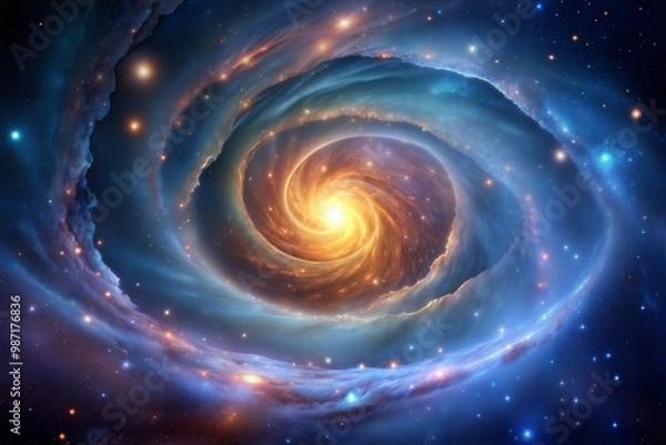 Obraz Cosmic spiral galaxy with swirling gas and dust