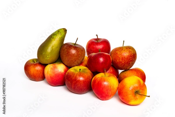 Obraz apples and pears witrh white background